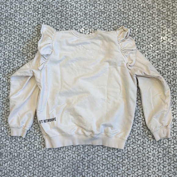 Women's Clare V. Ruffle Shoulder Sweatshirt in Cream, Size S - Picture 2 of 11